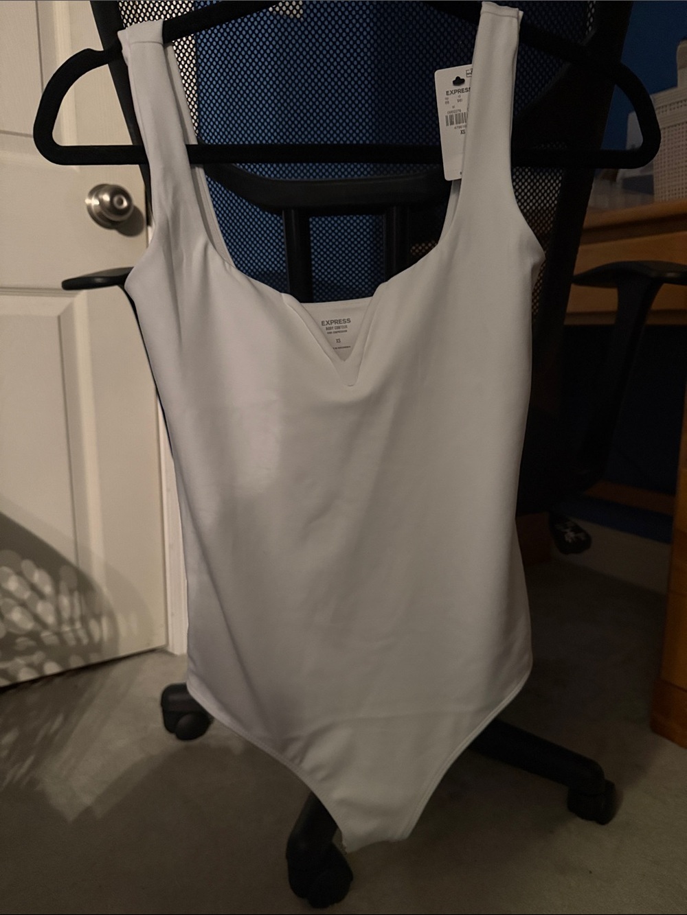Express White V-Neck Tank Bodysuit
